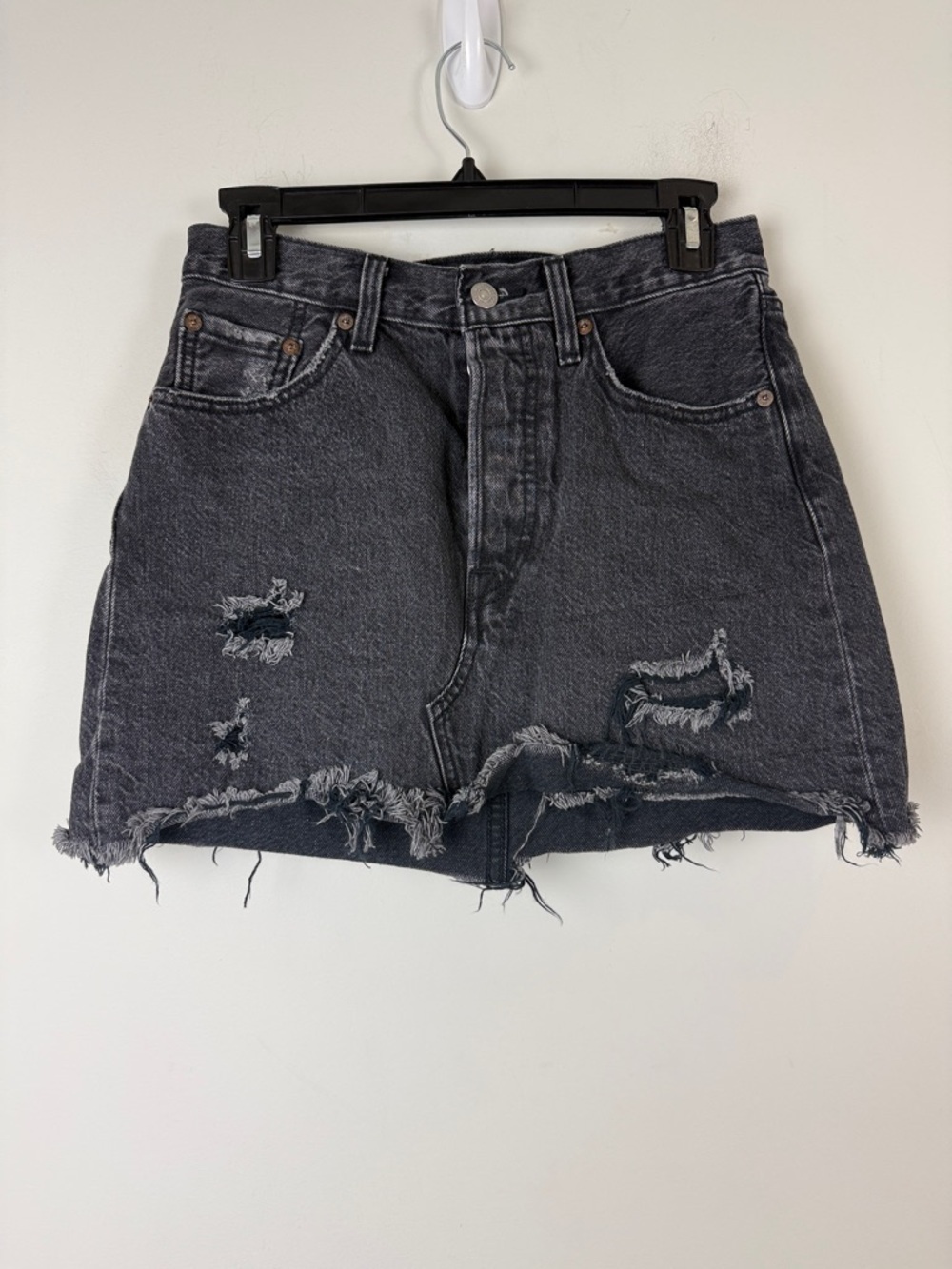 Levi's Distressed Black Denim Mini Skirt